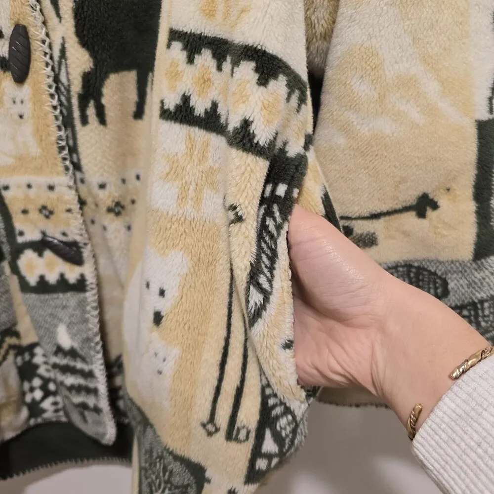 Vtg Quality Goods Canada Winter Nature Heavy Fleece Reversible Coat Jacket M/L - Picture 16 of 16